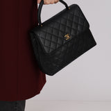 Chanel 1996 Caviar Jumbo Turnlock Kelly 24K GP