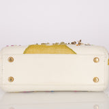 Rare Christian Dior x Spencer Sweeney 2015 Blanc Leather Diorodeo Embroidered Mini Lady Bag