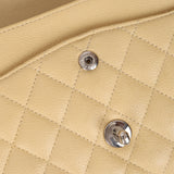 Chanel 2007 Light Beige Quilted Caviar Medium Double Flap SHW