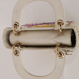 Rare Christian Dior x Spencer Sweeney 2015 Blanc Leather Diorodeo Embroidered Mini Lady Bag