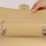 Chanel 2007 Light Beige Quilted Caviar Medium Double Flap SHW