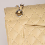 Chanel 2007 Light Beige Quilted Caviar Medium Double Flap SHW