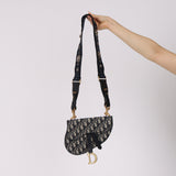 Dior 2019 Navy Oblique Saddle Belt Bag with Guitar Strap