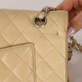 Chanel 2007 Light Beige Quilted Caviar Medium Double Flap SHW