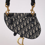 Dior 2019 Navy Oblique Saddle Belt Bag with Guitar Strap