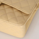 Chanel 2007 Light Beige Quilted Caviar Medium Double Flap SHW