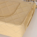 Chanel 2007 Light Beige Quilted Caviar Medium Double Flap SHW