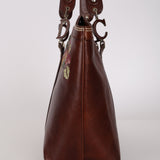 Christian Dior 2005 Brown Shell Cordovan Floral Embroidered Romantique Tote