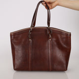 Christian Dior 2005 Brown Shell Cordovan Floral Embroidered Romantique Tote