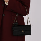 Rare Chanel 2004 Satin Camellia Mini Chocolate Bar Flap