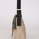 Fendi Natural Linen Floral Embroidered Baguette