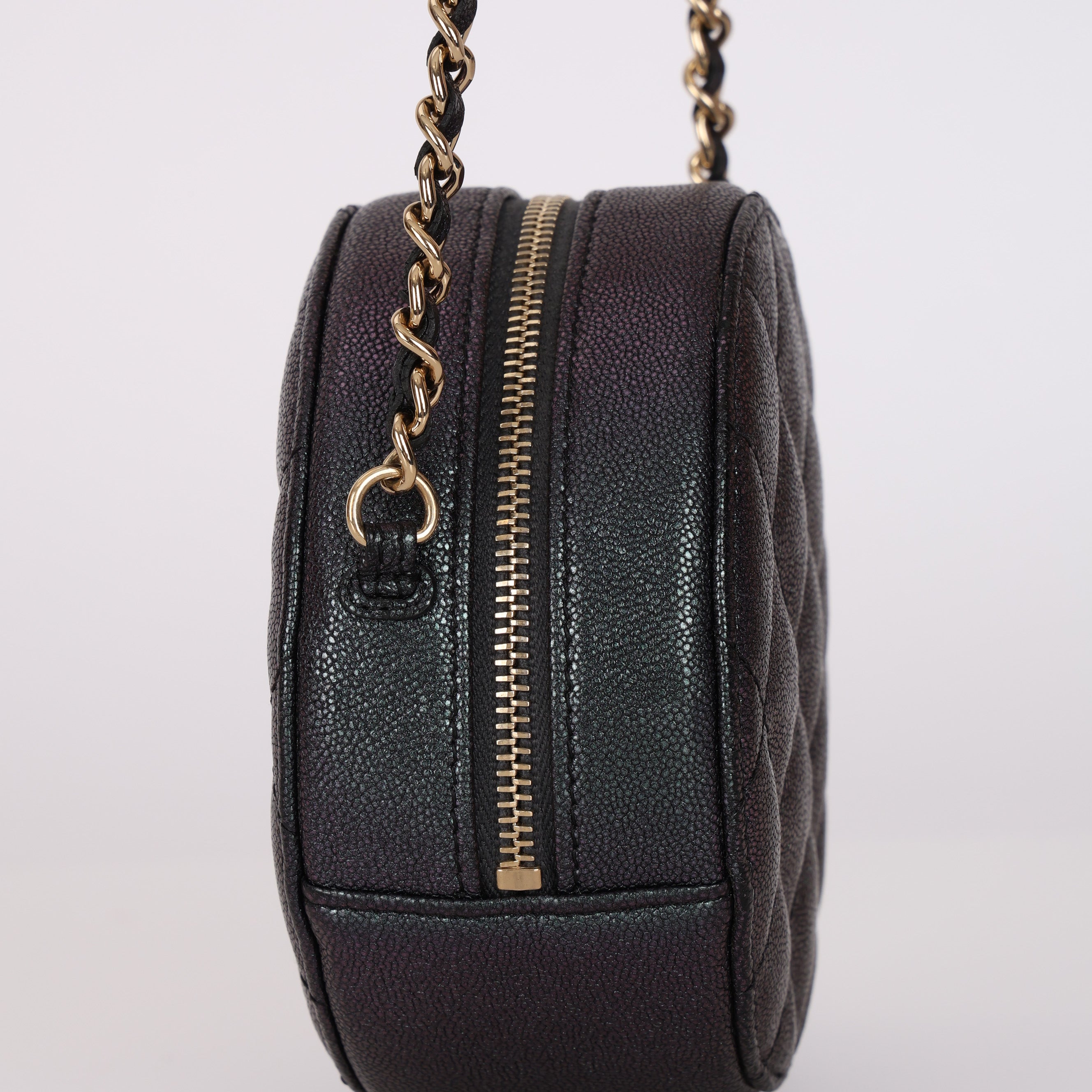 Chanel 2019 Iridescent Caviar Round Clutch on Chain