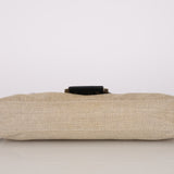 Fendi Natural Linen Floral Embroidered Baguette