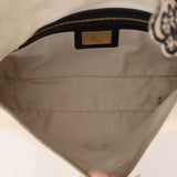 Fendi Natural Linen Floral Embroidered Baguette