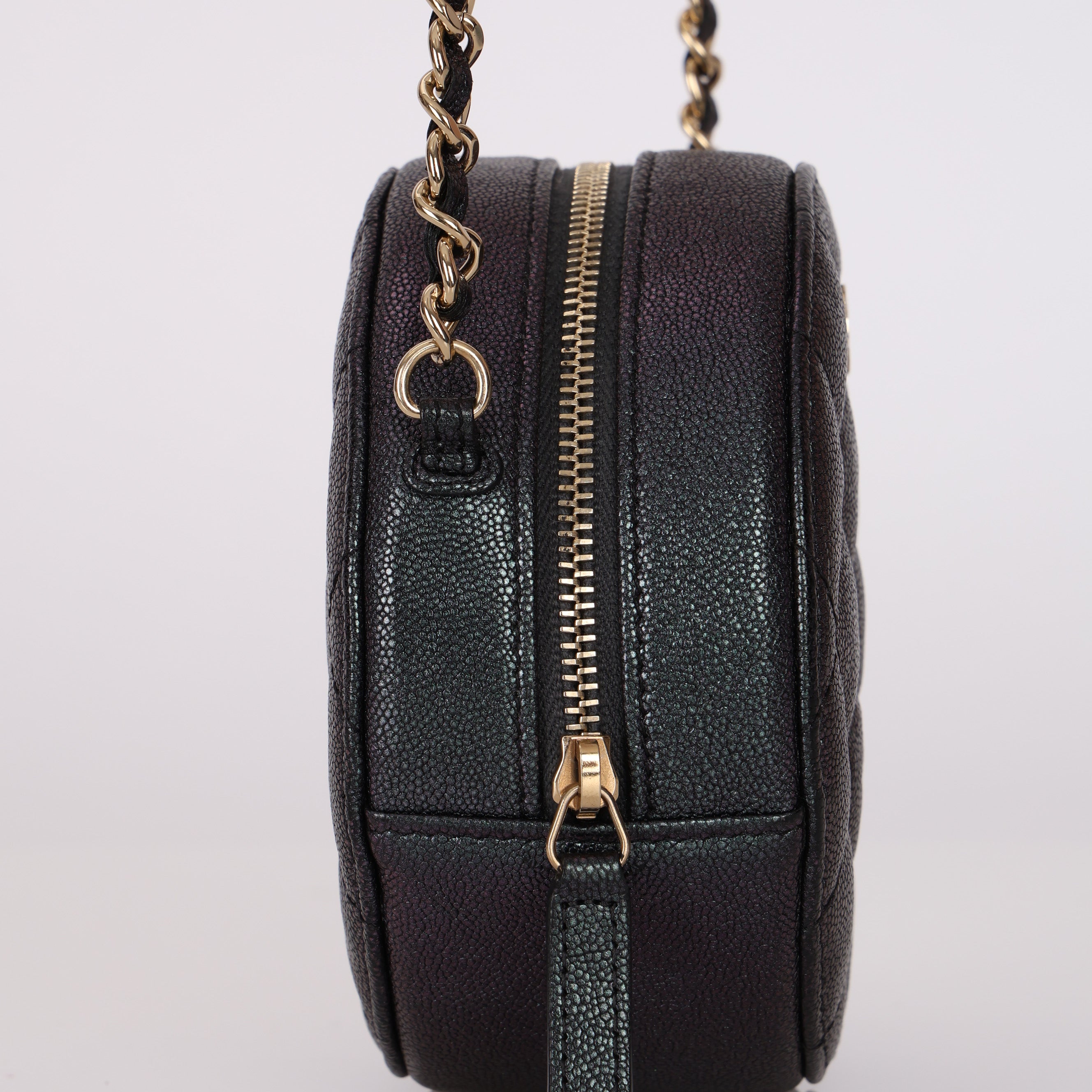 Chanel 2019 Iridescent Caviar Round Clutch on Chain