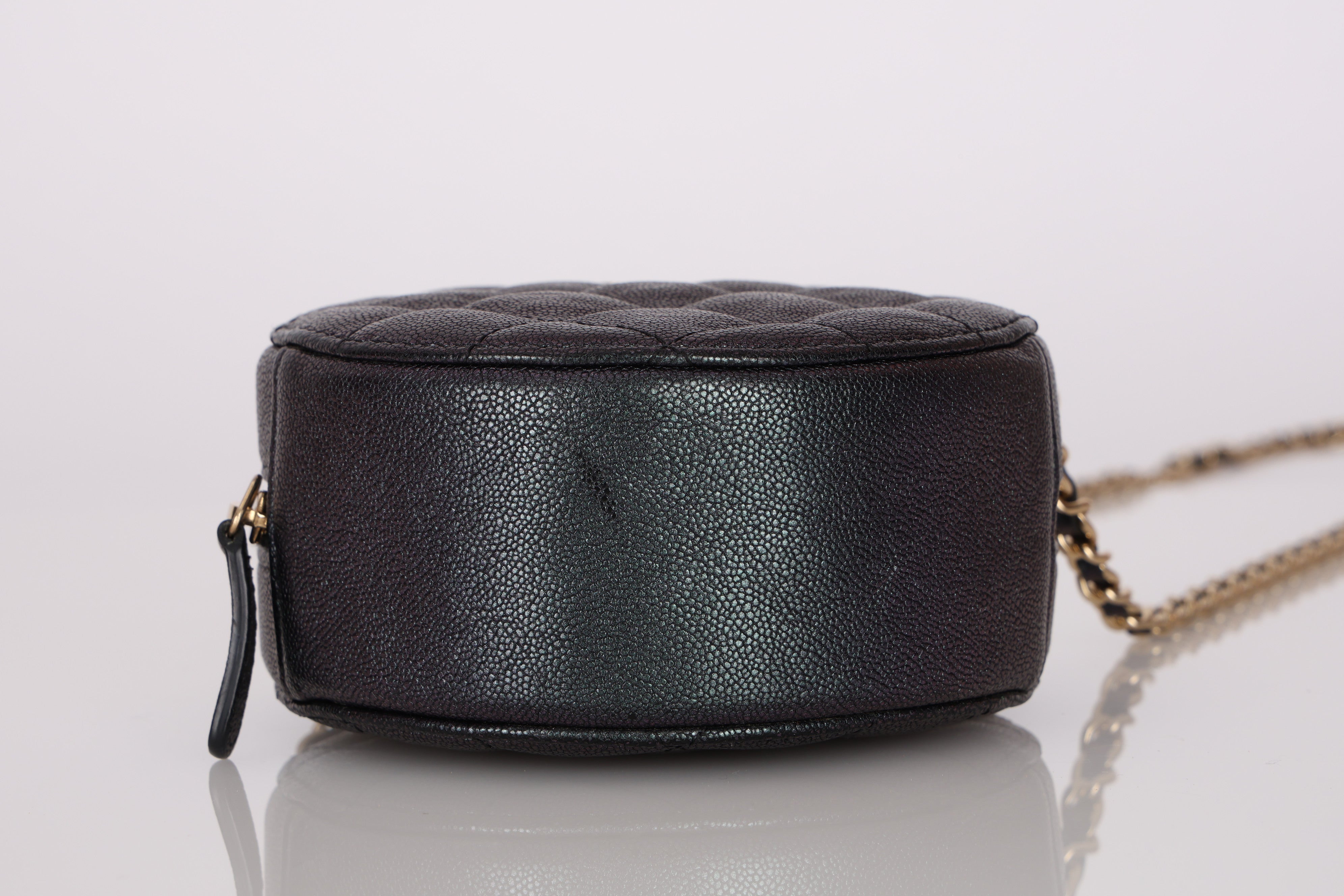 Chanel 2019 Iridescent Caviar Round Clutch on Chain