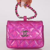 Chanel 2023 Iridescent Patent Quilted CC Hook Card Holder