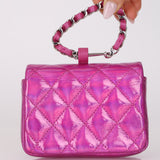 Chanel 2023 Iridescent Patent Quilted CC Hook Card Holder