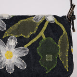 Fendi Dark Denim Floral Mesh Appliqué Baguette