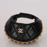 Chanel 2025 Shiny Crumpled Lambskin Quilted Chain Around Mini Pouch