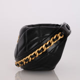 Chanel 2025 Shiny Crumpled Lambskin Quilted Chain Around Mini Pouch