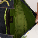 Fendi Dark Denim Floral Mesh Appliqué Baguette