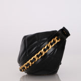 Chanel 2025 Shiny Crumpled Lambskin Quilted Chain Around Mini Pouch