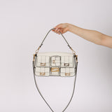 Fendi Blanc Leather Romano Multi Pocket Baguette