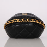 Chanel 2025 Shiny Crumpled Lambskin Quilted Chain Around Mini Pouch