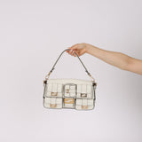 Fendi Blanc Leather Romano Multi Pocket Baguette