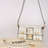 Fendi Blanc Leather Romano Multi Pocket Baguette