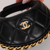 Chanel 2025 Shiny Crumpled Lambskin Quilted Chain Around Mini Pouch