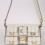Fendi Blanc Leather Romano Multi Pocket Baguette