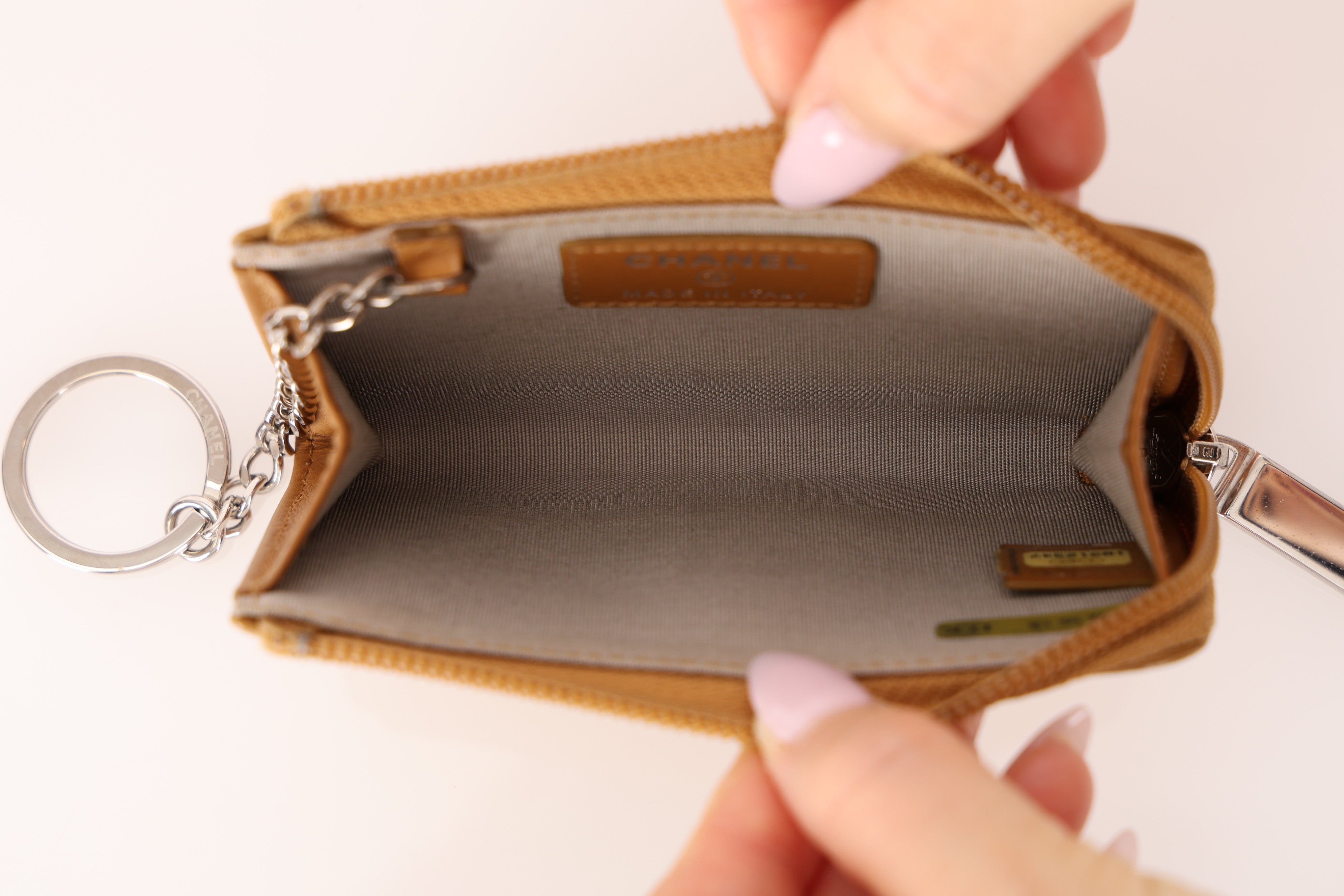 Chanel 2014 Beige Caviar Timeless Coin Case