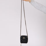 Chanel 2023 Caviar Diamond Resin Square Clutch on Chain