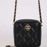 Chanel 2023 Caviar Diamond Resin Square Clutch on Chain