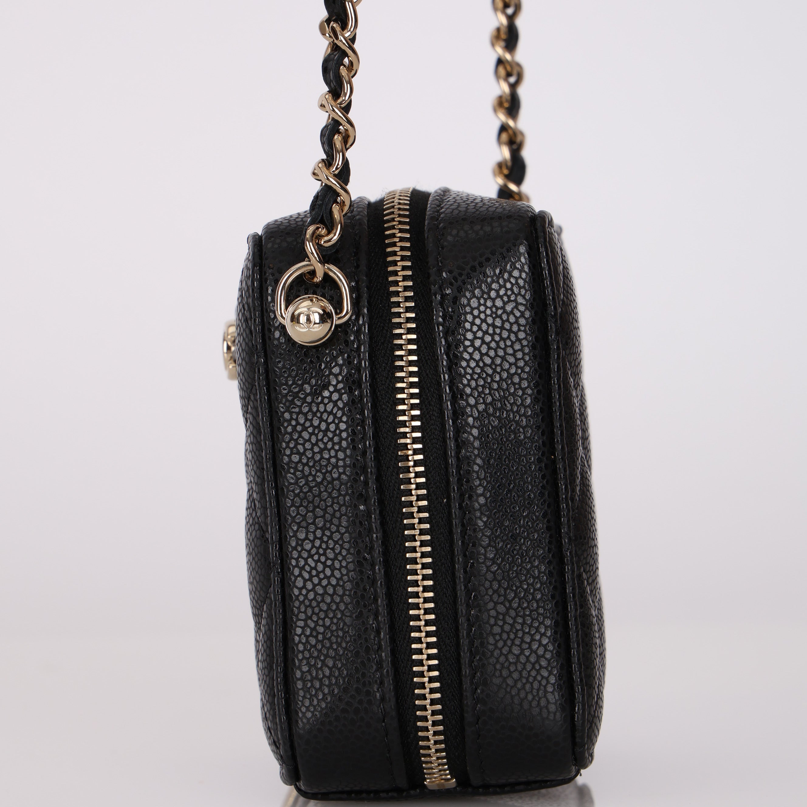 Chanel 2023 Caviar Diamond Resin Square Clutch on Chain