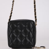Chanel 2023 Caviar Diamond Resin Square Clutch on Chain