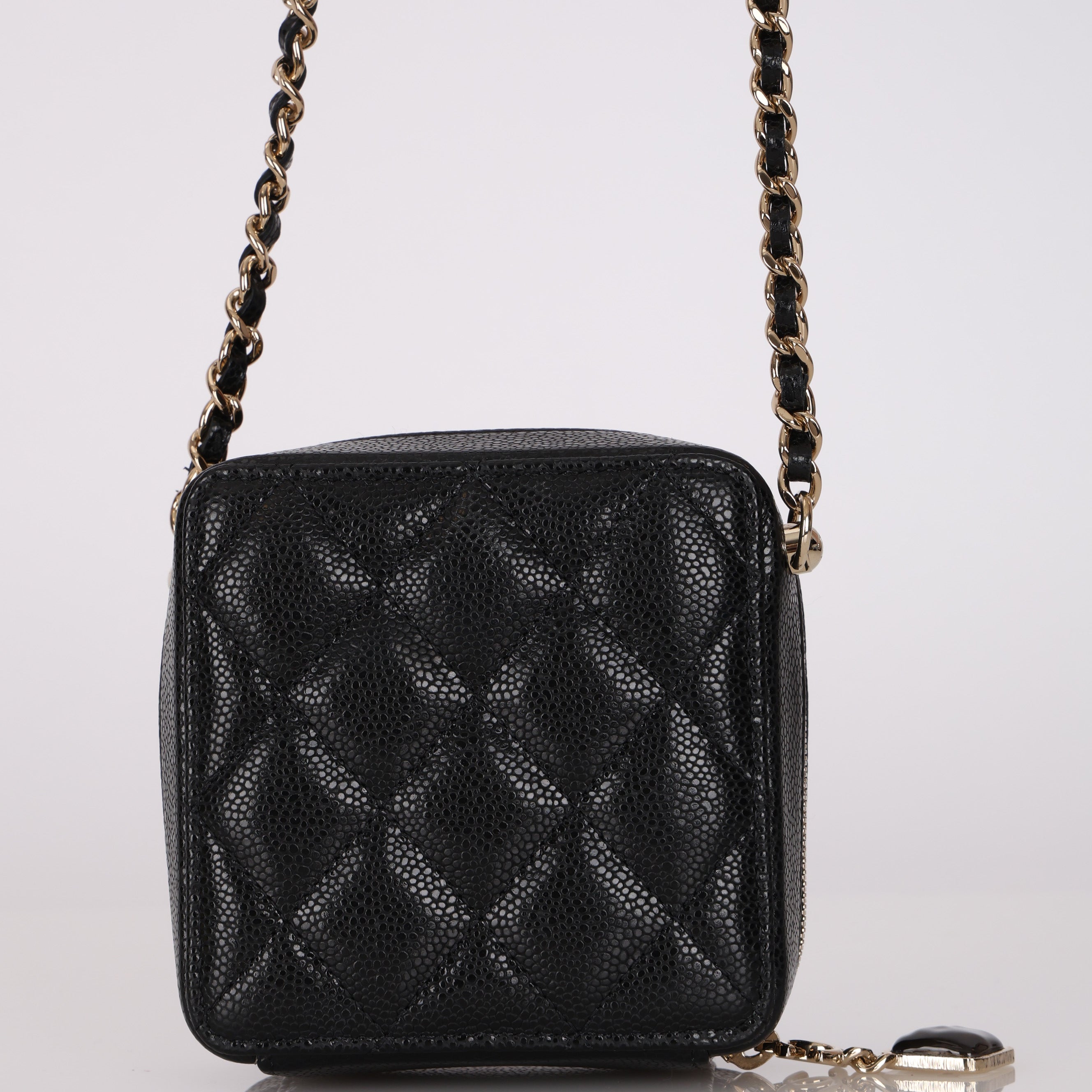 Chanel 2023 Caviar Diamond Resin Square Clutch on Chain