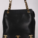 Chanel 1995 Caviar Triple CC Tote Bag 24K GP