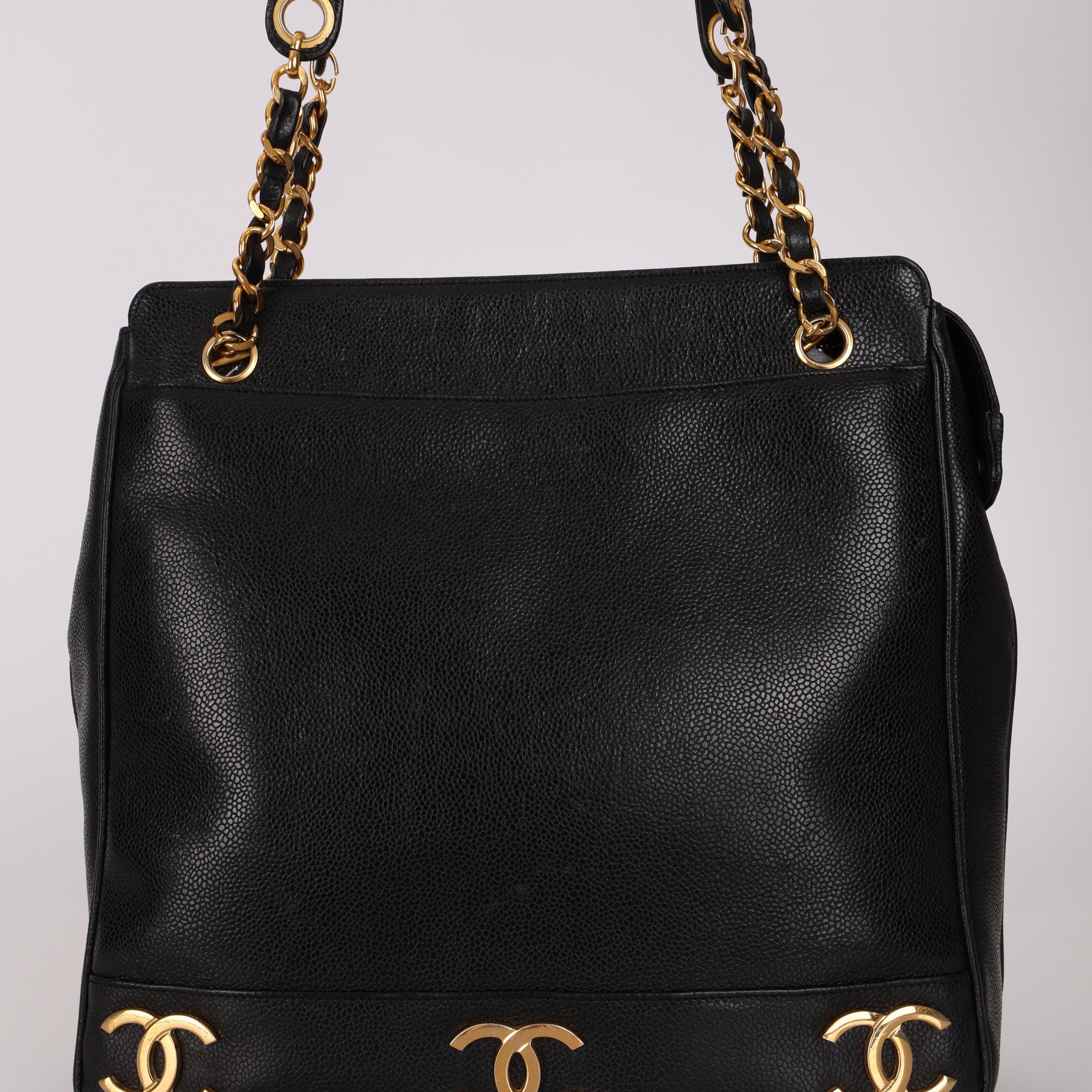 Chanel 1995 Caviar Triple CC Tote Bag 24K GP