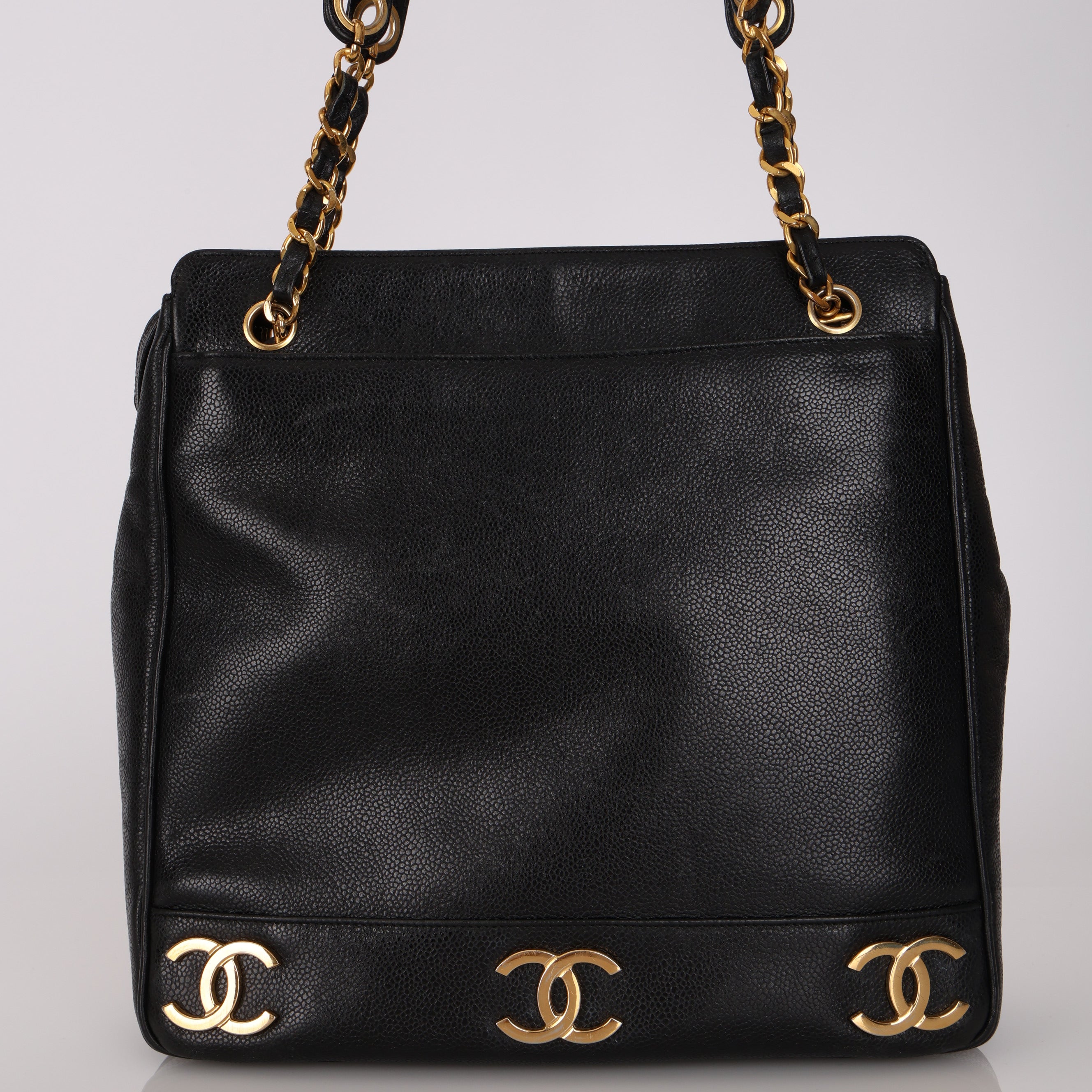 Chanel 1995 Caviar Triple CC Tote Bag 24K GP