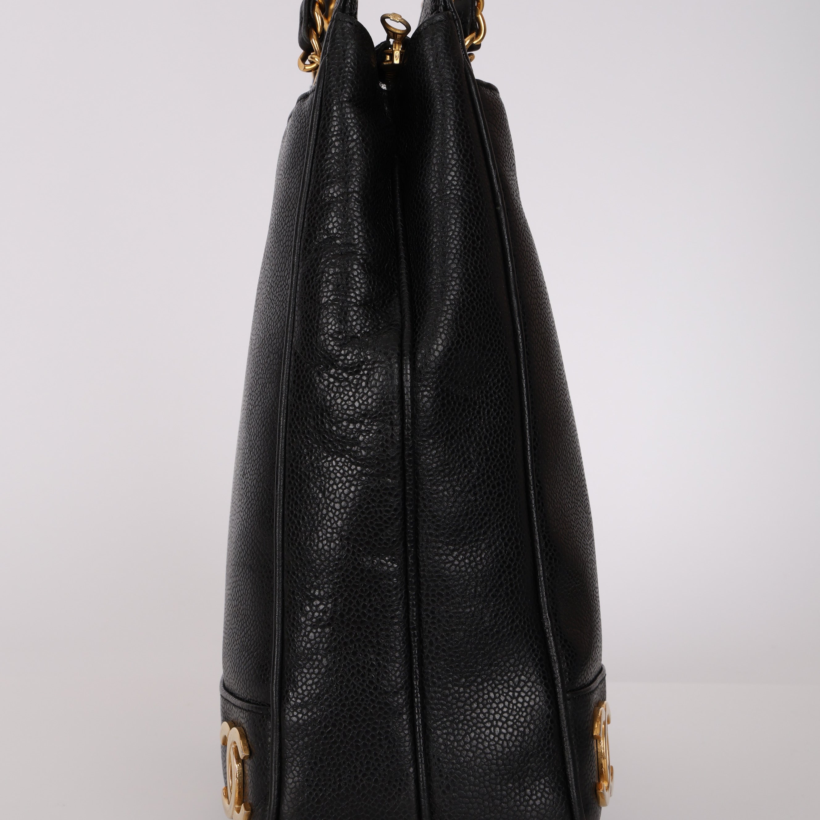 Chanel 1995 Caviar Triple CC Tote Bag 24K GP
