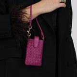 Bottega Veneta Magenta Intrecciato Phone Pouch