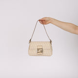 Fendi Cream Zucchino Coated Canvas Mini Mamma Baguette