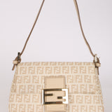 Fendi Cream Zucchino Coated Canvas Mini Mamma Baguette