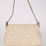 Fendi Cream Zucchino Coated Canvas Mini Mamma Baguette