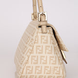Fendi Cream Zucchino Coated Canvas Mini Mamma Baguette