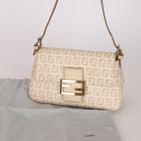 Fendi Cream Zucchino Coated Canvas Mini Mamma Baguette