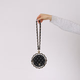 Chanel 2021 Black Lambskin Chain Around Round Clutch